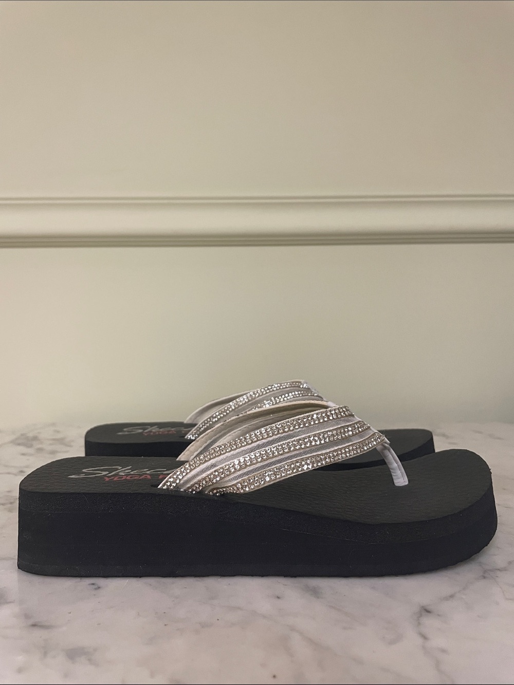 Skechers Women's Vinyasa Sugar Pie Wedge Flip-Flop Sandals - Size 7